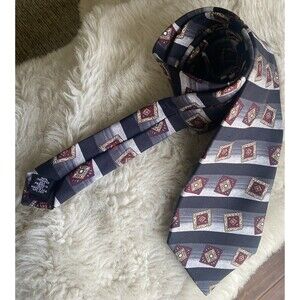 Barrington Imported Italian Luxury Silk Black Grey Red Geometric Tie Classic